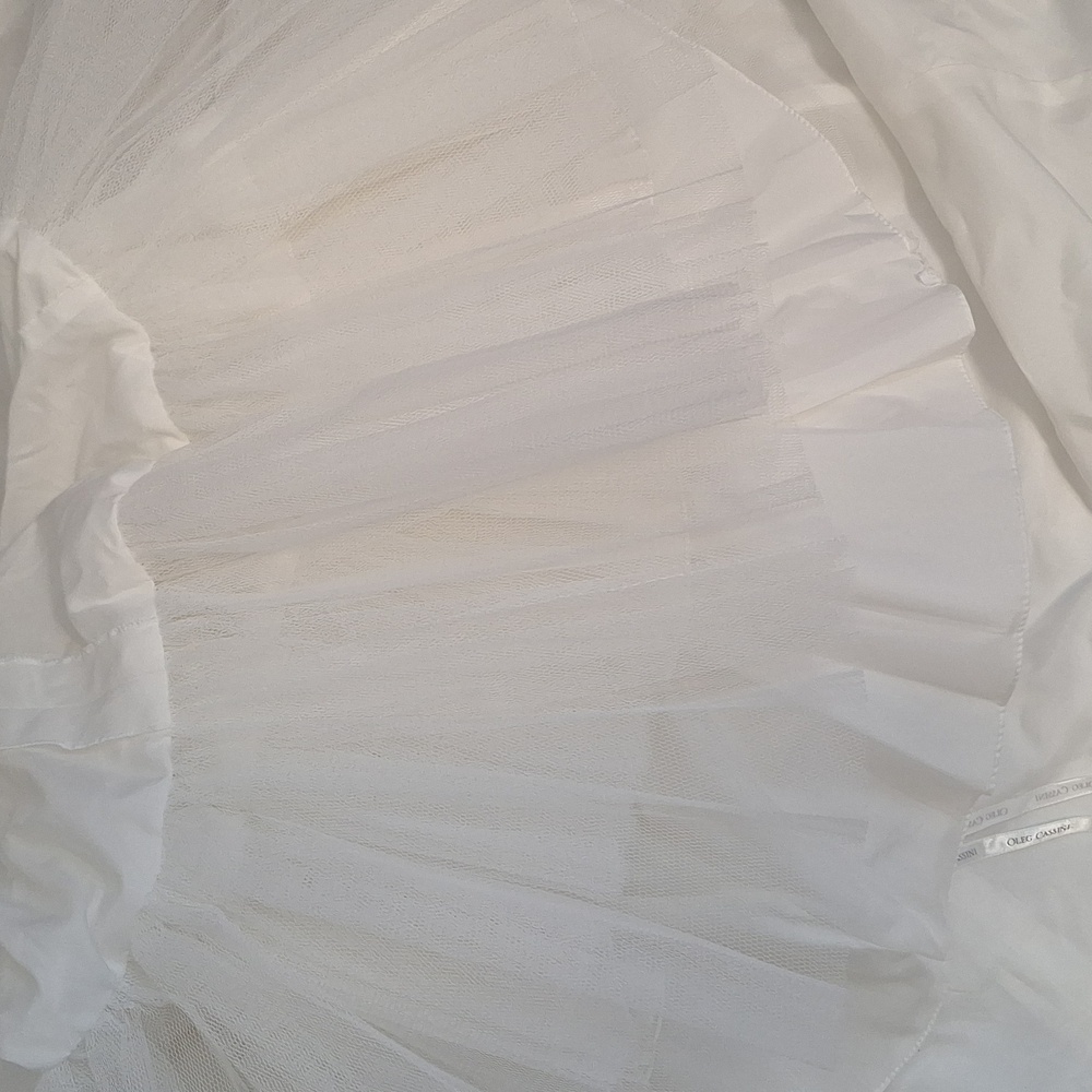 Oleg cassino  strapless sweetheart lace trumpet wedding dress gown sz 6P - Picture 12 of 12